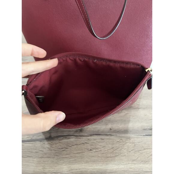 Coach Burgundy City Tote F46286 Tossed Peony Floral Reversible Tote Bag W Pouch - Picture 7 of 16
